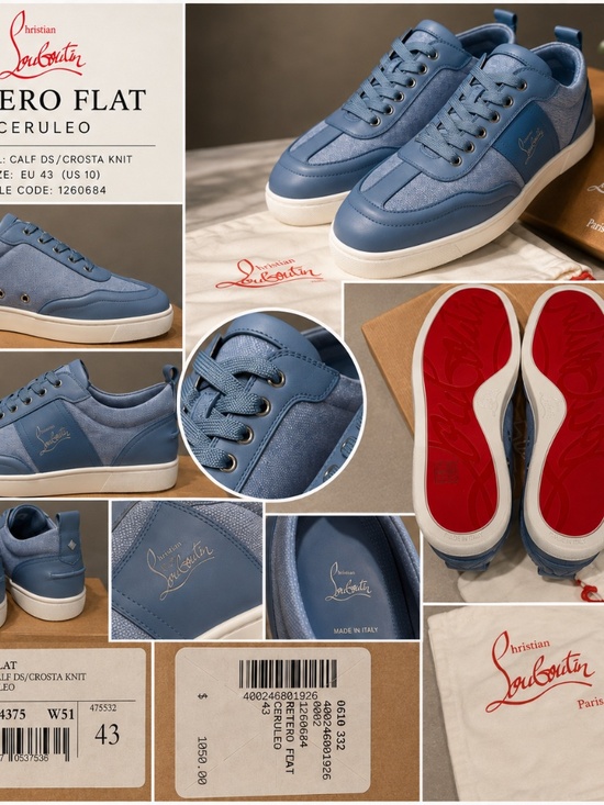 Christian Louboutin Retero Flat Ceruleo Low Top Sneakers EU 43 US 10 New main image 10